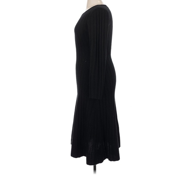 Quince Mongolian Cashmere Wide Ribbed Midi Dress in Black Size Large - Picture 3 of 8